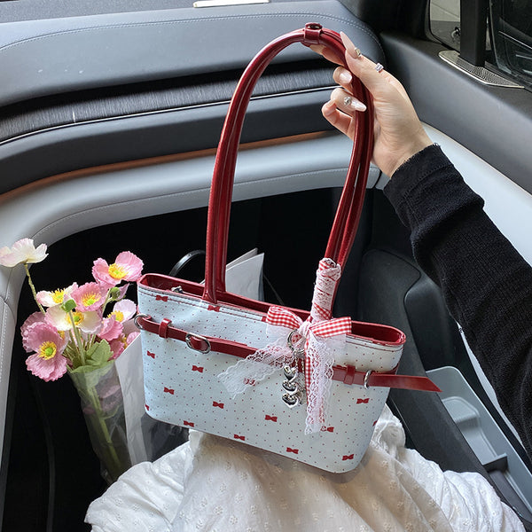 Summer super fire pink bow portable pillow bag women's bag 2025 new high-end ballet style shoulder bag