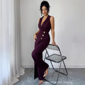 fashion women's clothing:  new summer v-neck solid color sexy jumpsuit