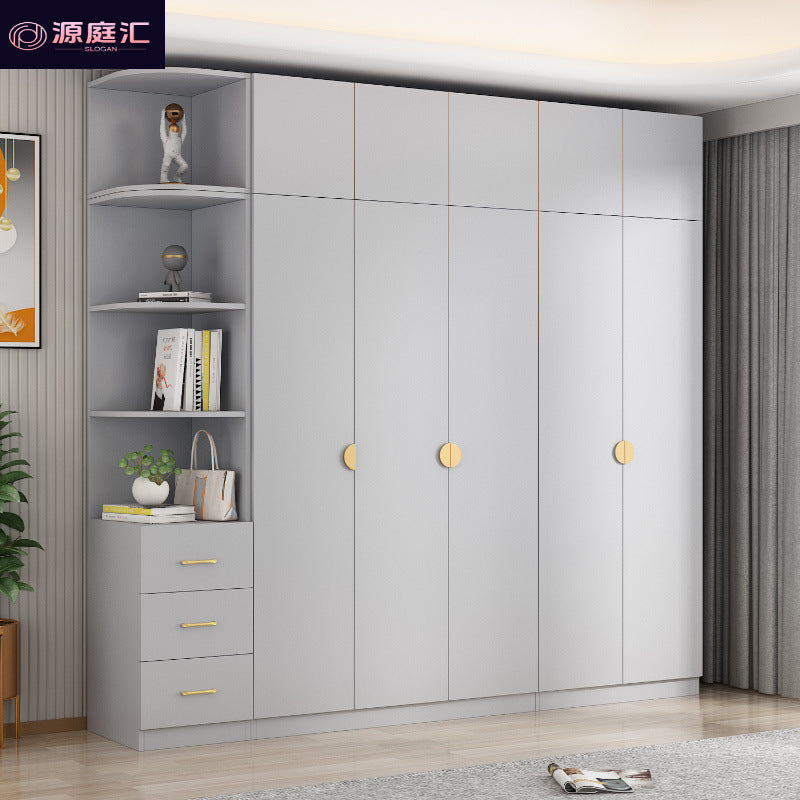 Solid wood double door cream style wardrobe bedroom for home modern casual multifunctional assembly wardrobe double door wardrobe