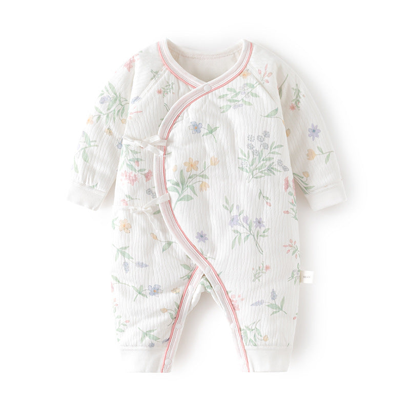 Babibele quilted romper - lightweight cotton, seamless bodysuit, autumn/winter pure cotton newborn butterfly outfit, baby crawling suit
