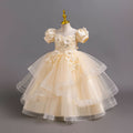 Export long skirt style female flower girl evening dress beaded wedding dress princess dress model catwalk dress kids dress
