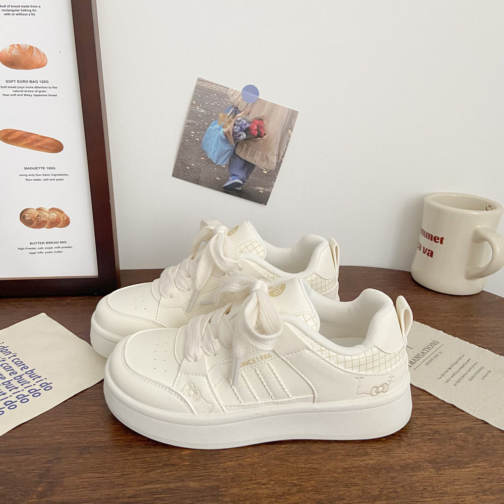Thick solewhite shoes breathable 2025 autumn new season artistic shoes niche design student sports sneakers