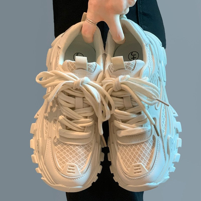 Women's chunky platform sneakers - 2026 new summer breathable mesh low-cut casual retro running shoes
