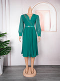 Fashionexport chiffon pleated skirt with belt african tiktok  women's clothing plus sizedress comes with brooch