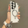 Acrylic magnetic lens protection phone case for samsung s26 ultra, featuring four-corner airbag shock absorption, compatible with s24/s25 ultra