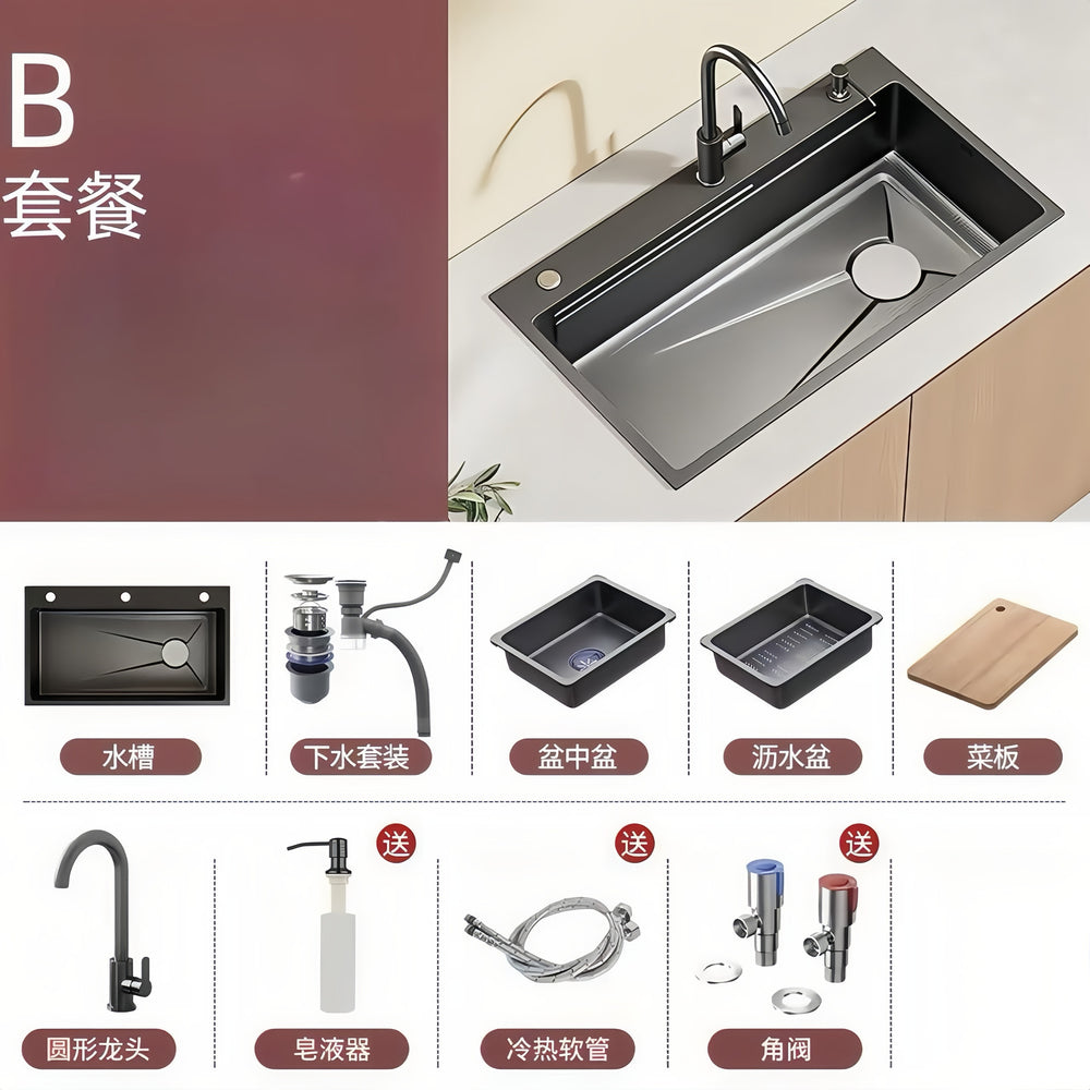 kitchen sink large single slot sus304 stainless steel nano handmade vegetable basin dishwashing sink countertop basin for home