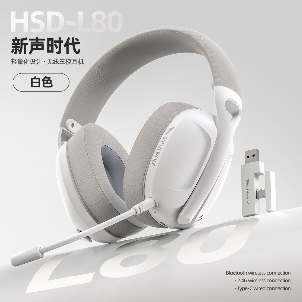 Smilang l80 over-ear tri-mode wireless bluetooth gaming headset - wired, lightweight 2.4g pc headset with usb