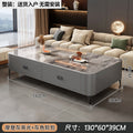 【no assembly required】130 modern grey rock slab + grey cabinet black airplane leg coffee table
