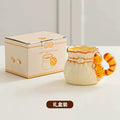 Cat-themed ceramic mug - underglaze decoration, high-style design, perfect for office or home use, creative and cute coffee cup