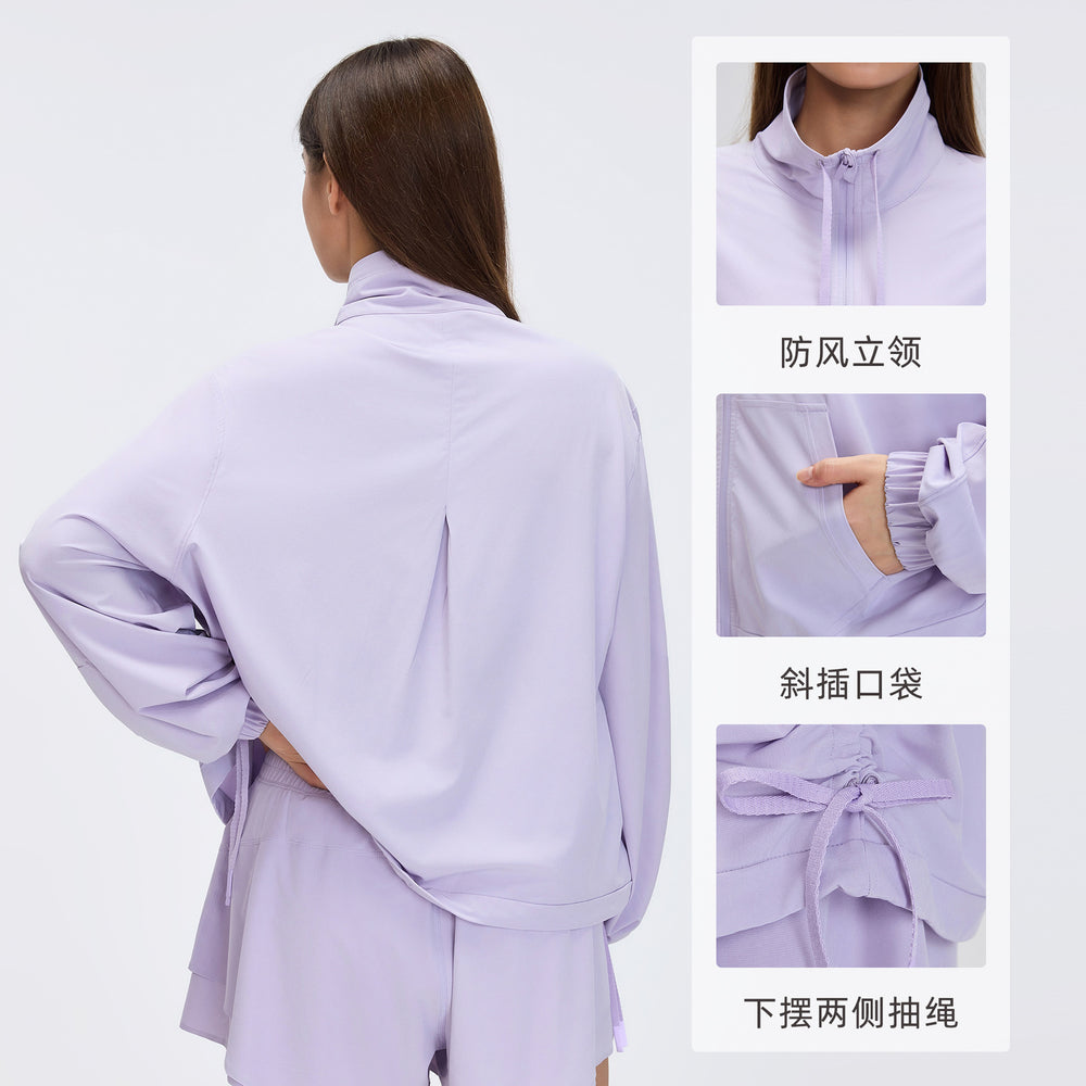 Spring new arrival: women's stand collar activewear top - relaxed fit, versatile long sleeve, perfect for sports and fitness (style d26005)