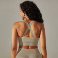 fashion seamless knitting cross back solid color sports intimates yoga tops running fitness bra women