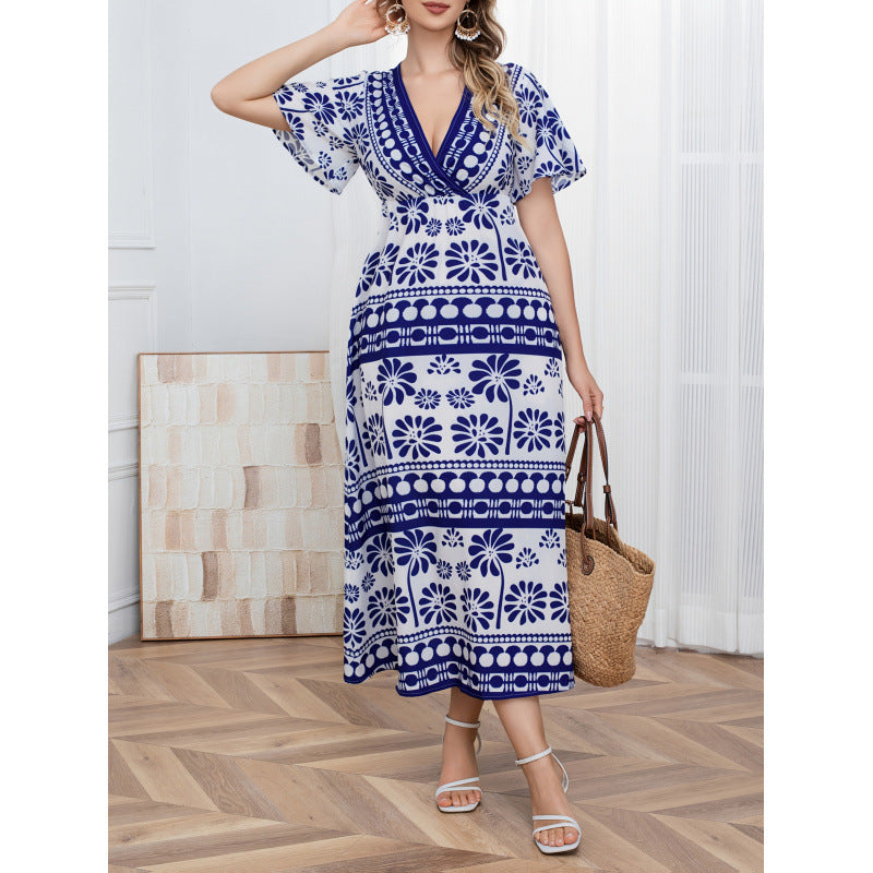 listing: new  women's original casual v-neck geometric print dress