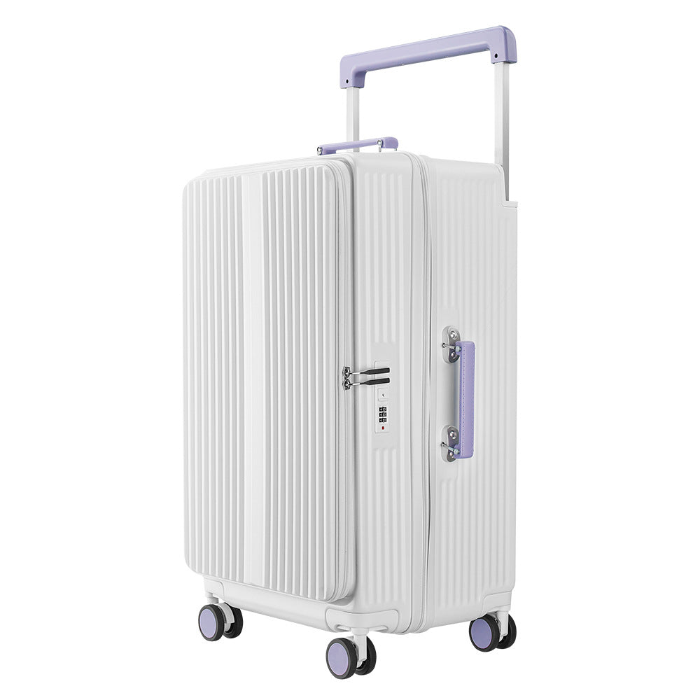 Front opening full pass wide tie rod suitcase 28 inch anti-drop deep compartment suitcase expandable capacity outdoor password box