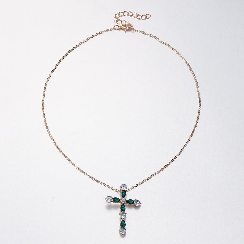 Wholesale cross necklaces: european and american retro minimalist diamond-studded pendant choker - trendy, high-end, and influencer-approved jewelry