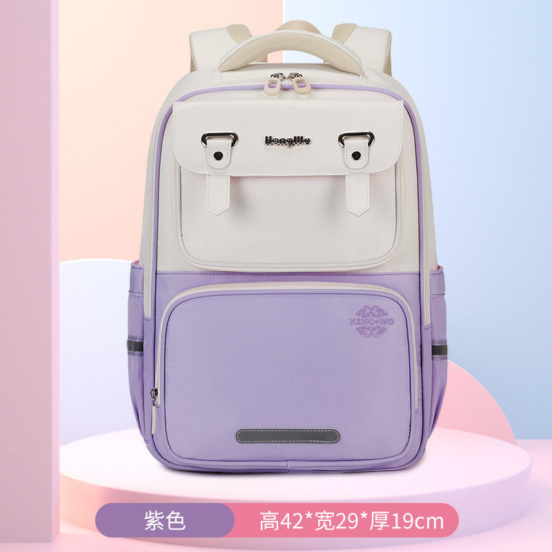 Student schoolbag large capacity kids burden reduction spine protection british style backpack factory direct sales lightweight anti-hunchback