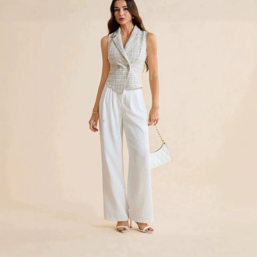 Korean chic summer chic small fragrance vest women's outwearsense of designshort sleeveless topswork clothing