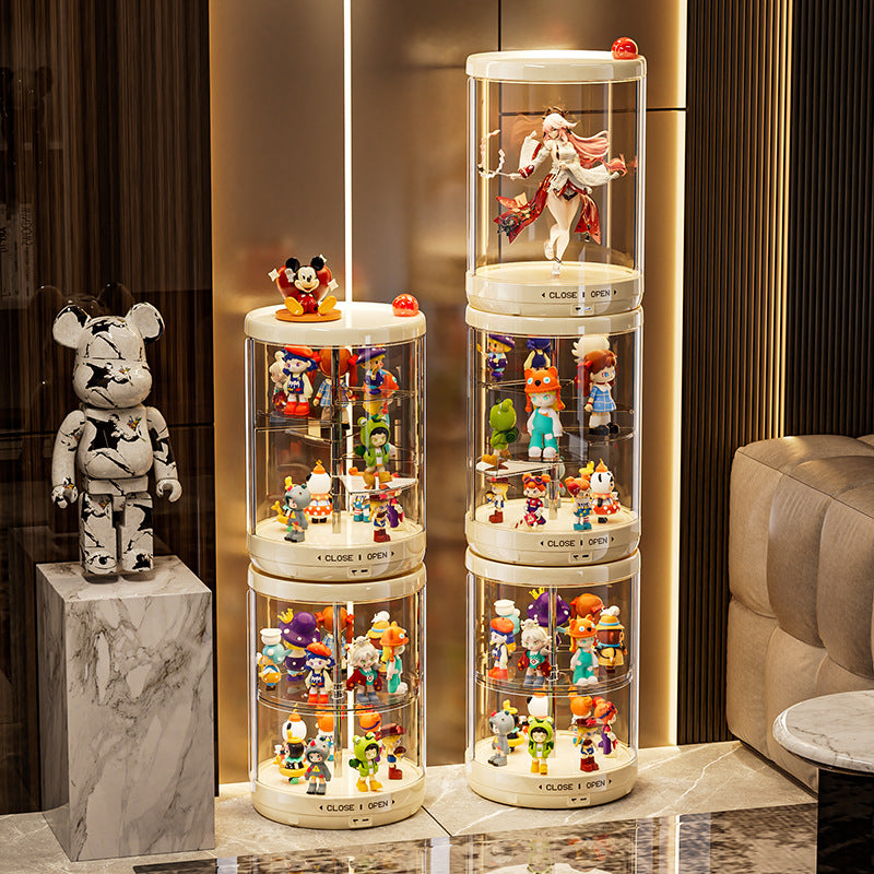 Rotating blind box display box labubu figure collection box dustproof transparent vinyl doll rabub display cabinet