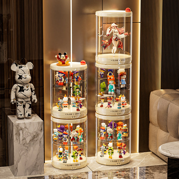 Rotating blind box display box labubu figure collection box dustproof transparent vinyl doll rabub display cabinet