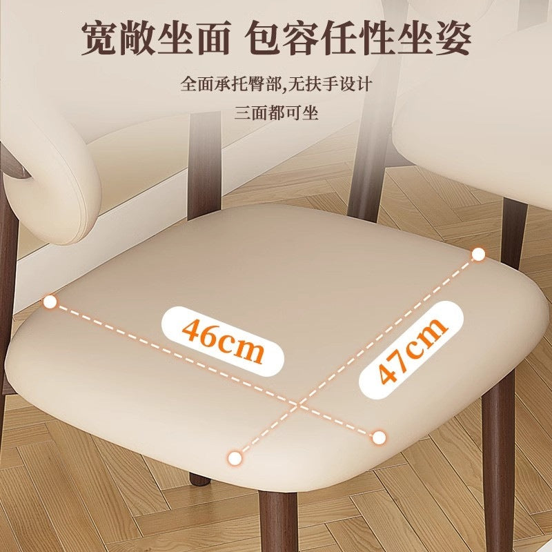 French cream solid wood dining chair for home modern casual dining table chair accessible luxury designer restaurant back chair