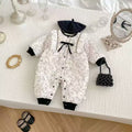 Winter romper chic floral baby clothes infant onesie thickened warm jumpsuit outing romper