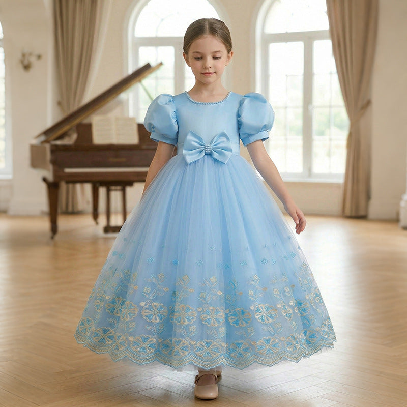 Flower girl wedding dress evening dress cross-border wedding female host retrogirldress lace clothing in stock wholesale