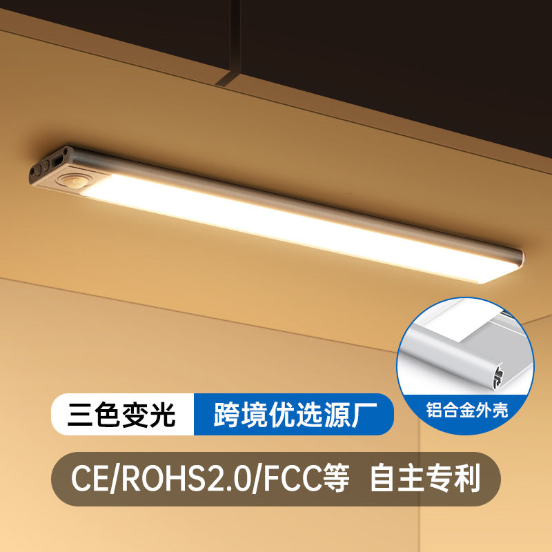 Ultra-thin smart led motion sensor light - rechargeable, magnetic, self-adhesive strip light for wine cabinets, wardrobes, and cupboards
