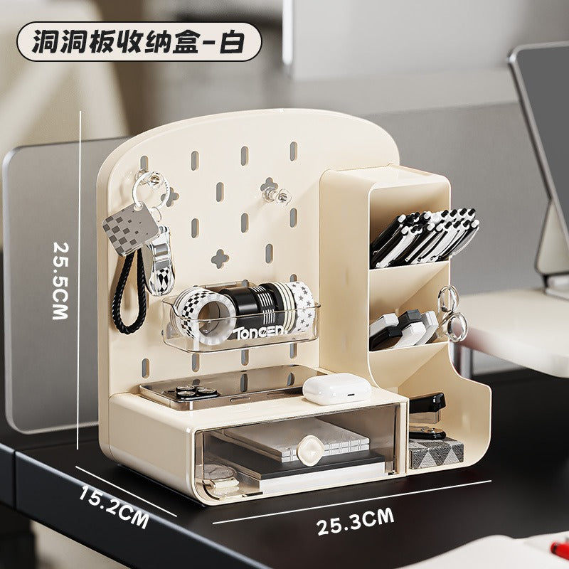 Hole plate storage box Home shelf High value student desktop Large capacity pen holder Stationery finishing storage box