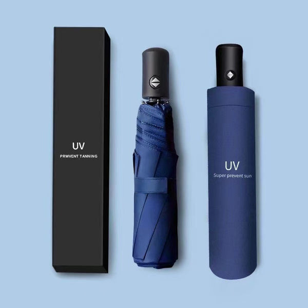 Advertising umbrella printing LOGO three-fold thickened vinyl UV automatic sunscreen umbrella weather and rain umbrella folding parasol