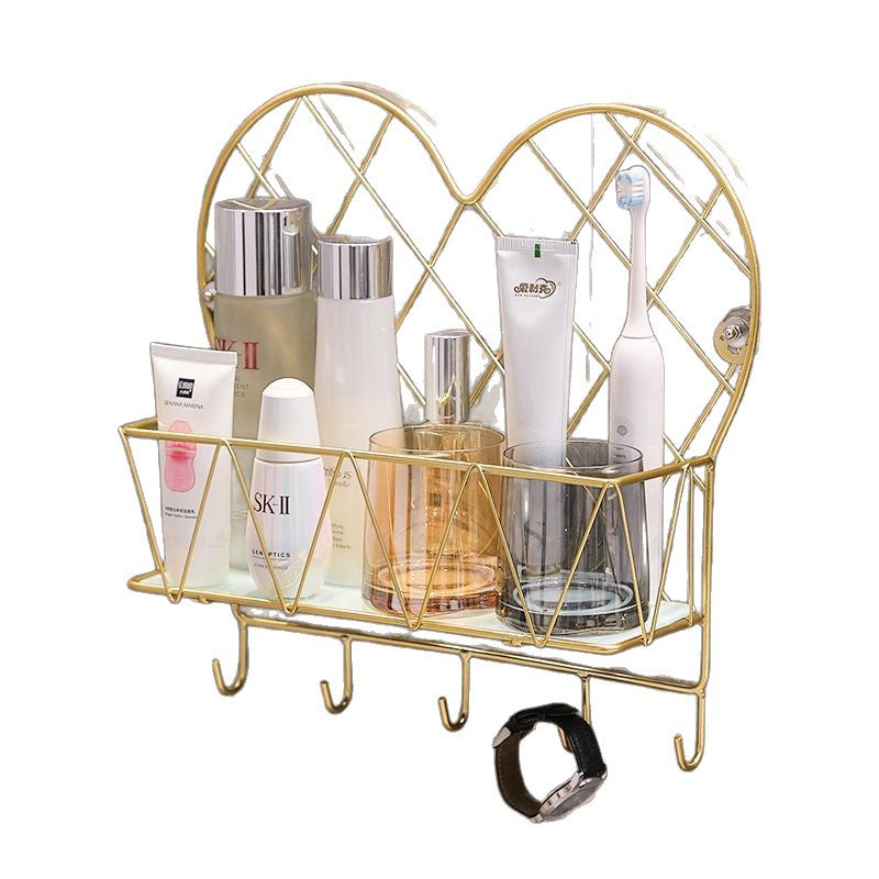 Bathroom decorative shelf wall mount - toilet paper, hair dryer, and cosmetic organizer for vanity - no drilling required