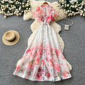French country style printed sleeveless dress - women's new summer high-waisted slimming a-line maxi dress - elegant commute dress