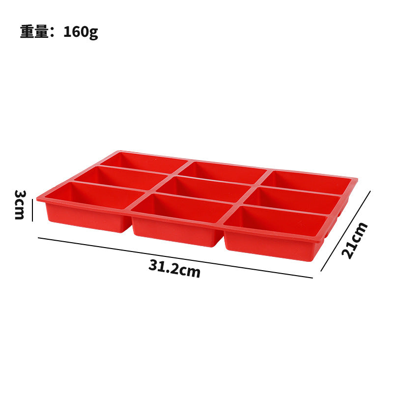 Creative silicone 9-cavity rectangle cake mold diy chocolate mold ice cube tray silicone aromatherapy soap mold