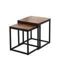 Scandinavian iron art solid wood coffee table small apartment sofa side table casual creative side table dark brown square mother-in-law coffee table