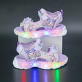 New summer light-up kuromi princess sandals for girls - eva cartoon hollow-out beach shoes for kindergarten and preschool