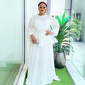 African plus-size women's fashion: european and american style ruffle trim, pleated long sleeve dress - perfect for  & cross-border e-commerce