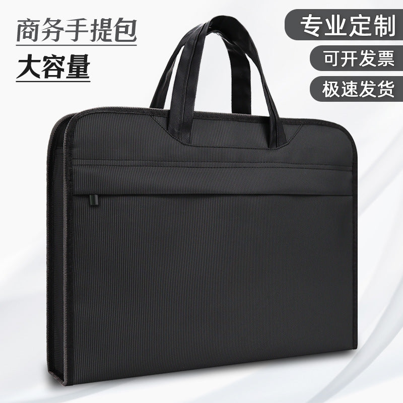 Large capacity double-layer office briefcase laptop bag conference document bag men's bag file bag business portfolio with printing option