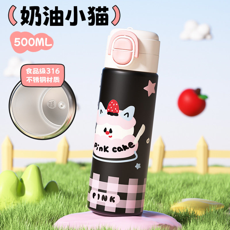 New arrivalfashion password cup 316 stainless steel vacuum thermos cup business office with tea and water separation straight cup