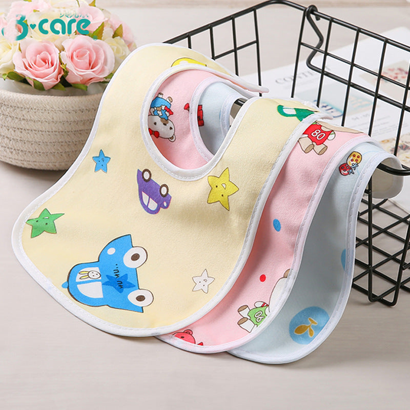 Baby products 0-3 years old crystal velvet u-shaped waterproof snap button saliva towel baby eating bib bib toddler rice bag