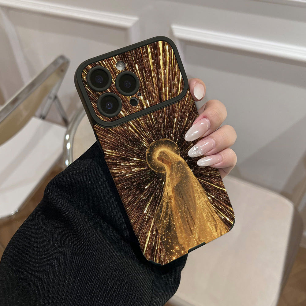 Gilded madonna phone case for iphone 17 pro max, apple 16, unique leather skin protective cover for iphone 13