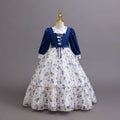 Ready-to-ship new chiffon dress long sleeve floral print princess dress girls' piano performance dress flower girl dress