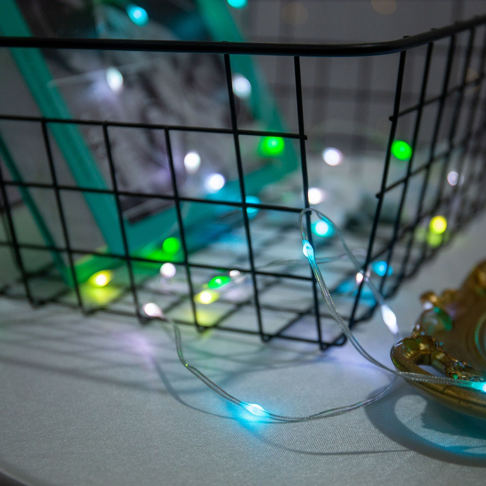 LED light string USB colorful synchronous flash RGB Symphony leather line light 16 color copper wire rubber light wedding Christmas decoration