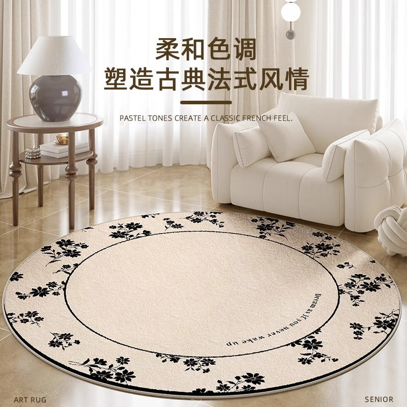 Carpet living room no-wash and wipeable round waterproof cream style  new bedroom bedside light luxury classy floor mat