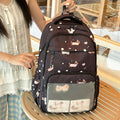 K-style cartoon dachshund dog backpack for women, large capacity, junior high school student school bag, frosted flap pocket pants, two-dimensional pain bag