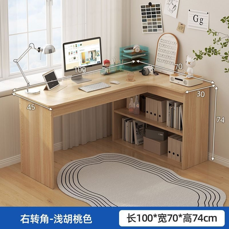 Nordic student desk with bookshelf - all-in-one home bedroom desktop computer desk - assembled study table for elementary school students - writing desk