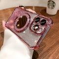 Four-corner airbag case for apple 17 pro max, anti-drop minimalist iphone 15 mirror stand protective cover
