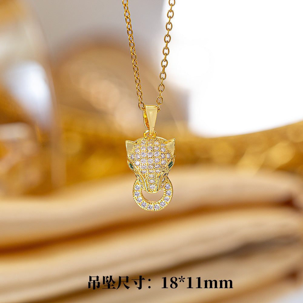 [titanium steel] cross-border popular copper micro-embedded necklace for women, stainless steel gold-plated electroplated high-end exquisite clavicle chain jewelry