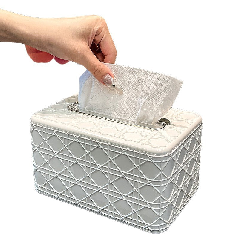New arrivalaccessible luxury square rattan grids pattern tissue box classysense of design living room tissue box bathroom desktop spring adjustable