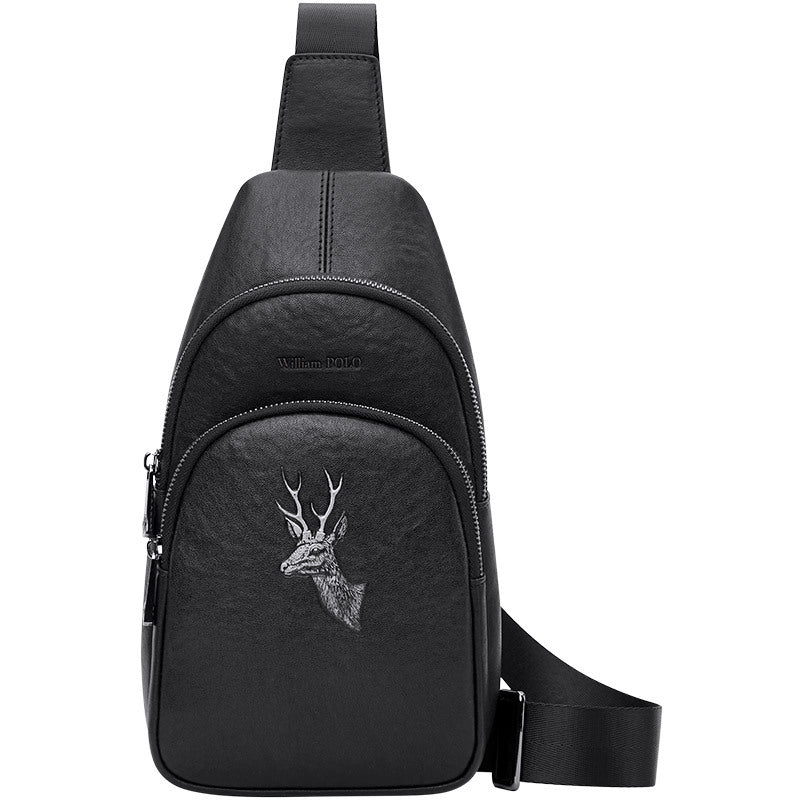 Emperor Paul breast bag men's leather shoulder bag men's messenger bag first layer cowhide mobile phone elk head fanny pack wholesale