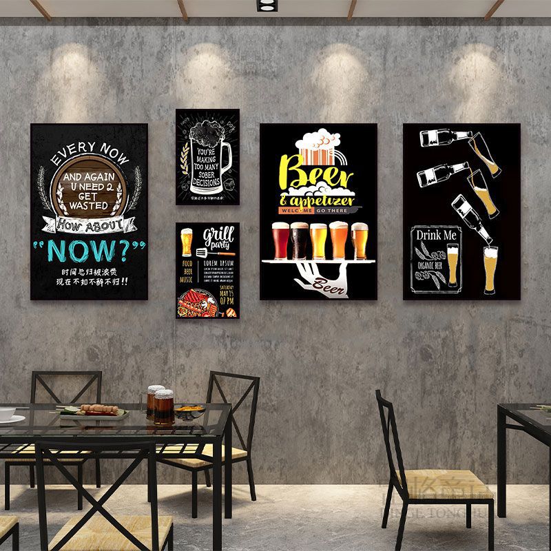 Beer painting industrial style bar decoration painting music dining bar KTV box izakaya pub barbecue shop mural