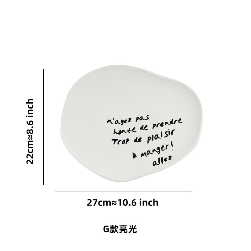 Stylishasymmetrical ceramic tray restaurant hotel casual style food plate high-looking breakfast plate photo props