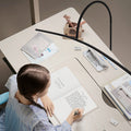 Curved standing desk lamp eye protection floor lamp reading light for kids, homework, and study - led piano reading lamp